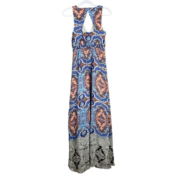 Maeve Medallion Silk Sleeveless Maxi Dress Cutout Back Side Pockets Size 2 - Picture 8 of 15